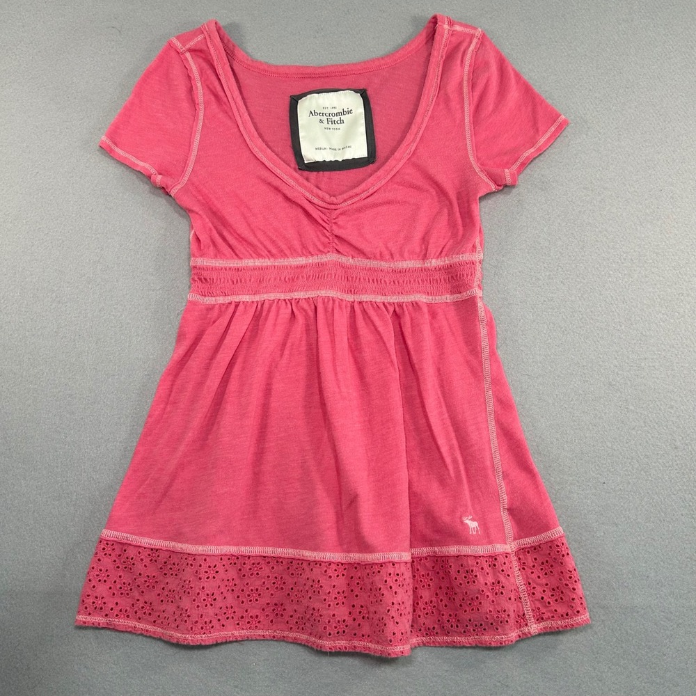 Vintage Y2K Abercrombie & Fitch Baby Doll Top Women Medium Pink Bella Swan